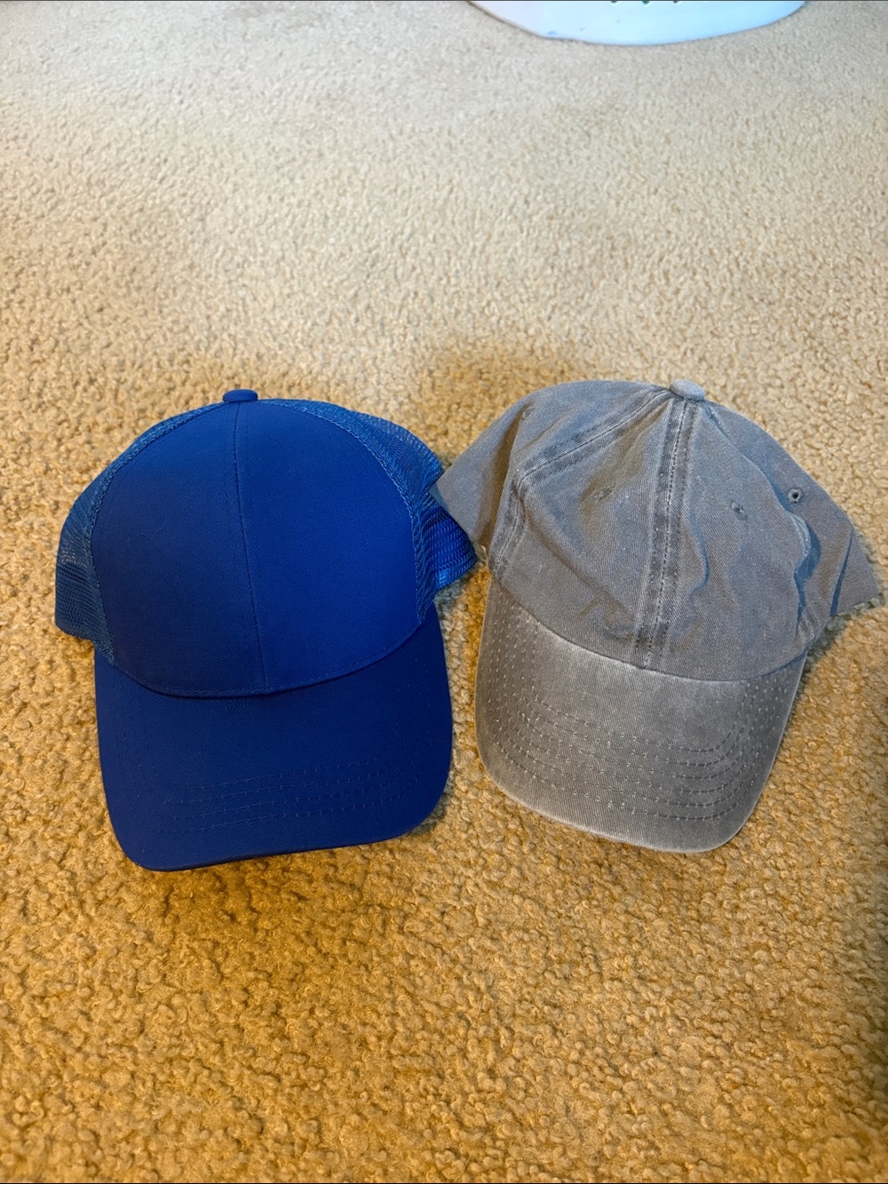 Set of Two Ponytail Baseball Caps - Royal Blue & Heather Gray